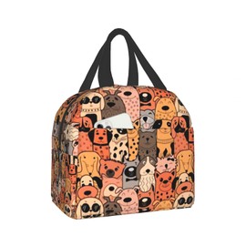 Hulnulnu Funny Doodle Dogs Thermal Lunch Bag - Colorful Animal Insulated Lunchbox Cooler Tote for Adults Kid Work School Picnic Camping Summer Beach