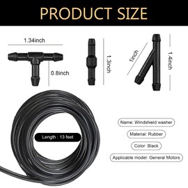 Downhill 30 PCS Windscreen Washer Hose Kit, 13.1Ft Washer Fluid Hose & T-type Y-type I-type Hose Connector, Wiper Jet Connection Hose Assembly, Universal for Most Cars, Trucks, SUVs (Black)
