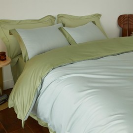 YuHeGuoJi Light Green Duvet Cover Queen 100% Long Staple Cotton Sage Green Duvet Cover Egyptian Cotton 3 Pcs Set 1 Dual Color Hemmed Duvet Cover with Zipper Ties 2 Pillow Shams Mint Green Bedding