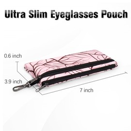 Tangoner Double Glasses Case Soft Zipper, Dual Sunglasses Case for Women, Eyeglass Organizer with Clip for 2 Pairs, Portable Slim Eyewear Storage Travel, Pink