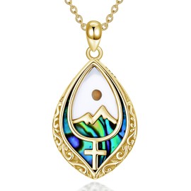 AOBOCO Mustard Seed Cross Necklace 925 Sterling Silver Faith Mountain Pendant Necklace Teardrop Christian Religious Jewelry for Women (Gold)