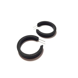 Black Hoop Earrings | Jet Matte Black Small Classic Lucite Hoops - CLSM-BK-2