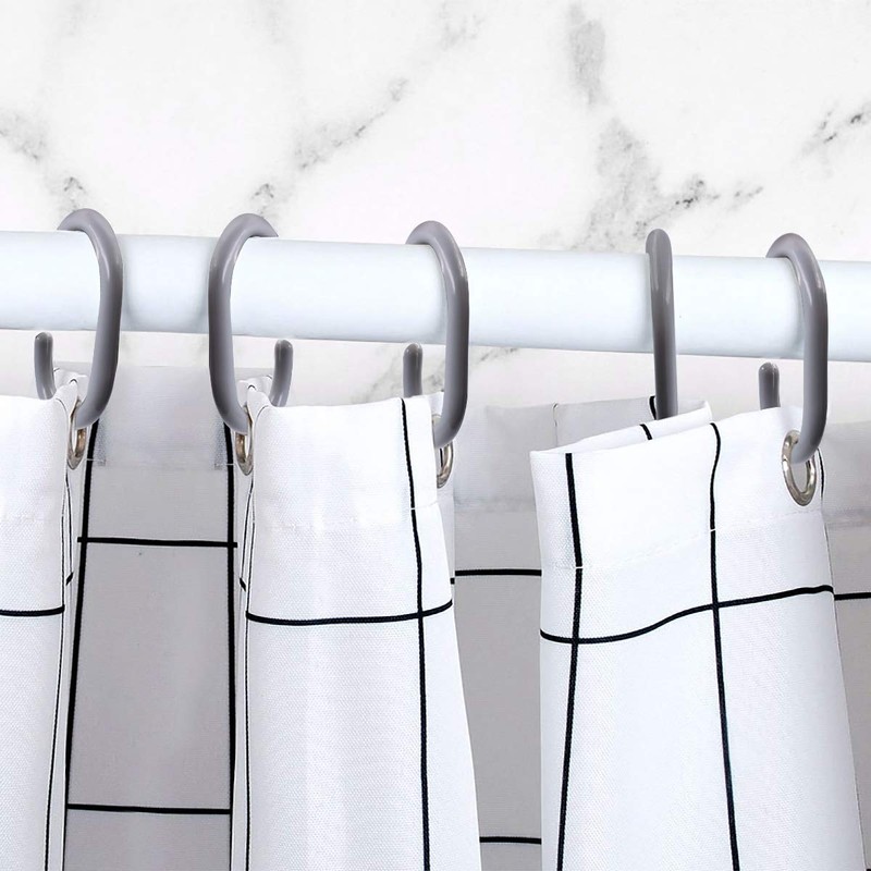 Qulable 24 pcs Shower Curtain Rings Plastic Shower Curtain Hooks