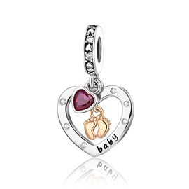 BEEUVIP Women's Life of Animals Charm Pendant for Bracelet 925 Sterling Silver Birthstone Charms Beads Fits Bracelet, Silver, Cubic Zirconia