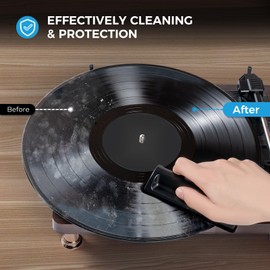 Click Clean 8 in 1 Vinyl Record Cleaning Kit - Velvet Cleaning Brush,Stylus Brush,0.21 oz Turntable Needle Cleaning Gel,2.1oz Cleaning Fluid,Mini-Microfiber Brush,Air Blower,Microfiber Cleaning Cloth