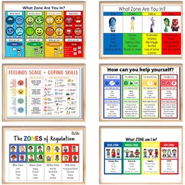 Generic Emotional Management Zones Of Regulation Educational Poster Emotions Poster Calm Down Corner Poster Set of 6 (12 x 18 inches)