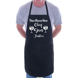 Print4U Customise This Apron Chief Gin Taster Any Name Here BBQ Cooking Apron Black