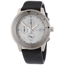 Tectonic Men's Quartz Watch with Silver Dial Chronograph Display and Black Leather Strap 41-6900-84