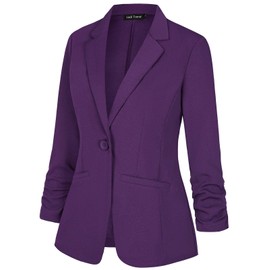 LADI TREND Blazer for Women Long Sleeves Suit Jacket One Button Closure Fashionable Trendy (Purple XL)
