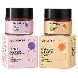 CureSkin Combo de Exfoliante Labial Aclarante + Bálsamo Labial con Color para Hombres y Mujeres