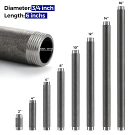3/4"x 6" Industrial Pipe - Home Expert 10 Pack Primary Color Malleable Cast Iron Pipe Heavy Duty Pre Cut Metal Pipe Threaded Gray Pipe Fitting for Industrial Vintage Style DIY Project
