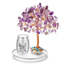 Small Urns for Human Ashes Keepsake Stainless Steel Mini Urn for Human Ashes with Amethyst Crystal Tree Decoration, Butterfly Cremation Keepsake urns for Human Ashes - My Mind Still Talks to You