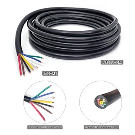 YOYOCOOL 7 Core x 0.5 mm² Trailer Wiring Cable - 5M, 7 Pin Auto Harness Wire for Wiring Car Motorcycle Trailer Lighting