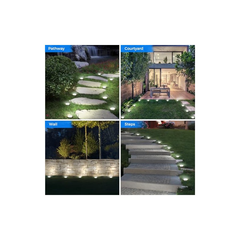 4 Packs Cool White Solar Ground Lights