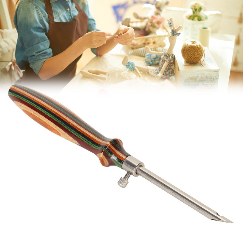 7pcs Wooden Embroidery Pen Punch Needle Set Adjustable Length DIY