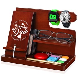 Fathers Day Dad Gifts Ideas - Gifts for Dad, Father's Day Present from Daughter Wife Son - Dad Birthday Gift, Christmas Father Gifts for Dad, Bonus Dad, Step Dad, Men - Wood Phone Docking Station