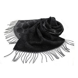Rotfuchs Jacquard Woven Scarf Fashionable 100% Wool (Merino), Black Grey
