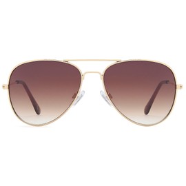 styleBREAKER 09020059 Children's Aviator Glasses with Stainless Steel Metal Frame, Mirrored or Tinted, Aviator Glasses, Sunglasses, Frame gold / glass brown gradient