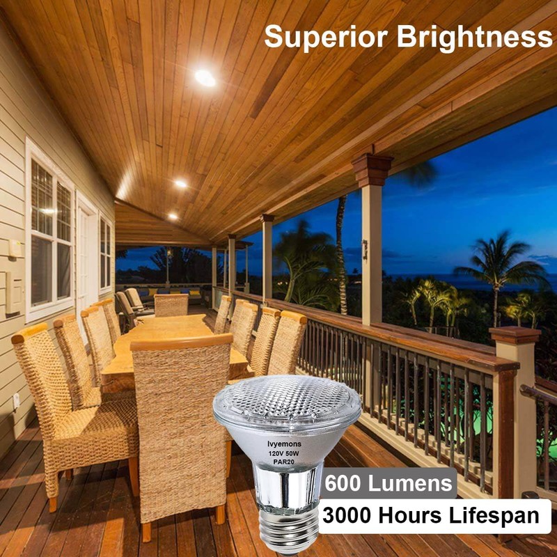 Ivyemons PAR20 50W Halogen Bulb - 2 Pack 120V 50W