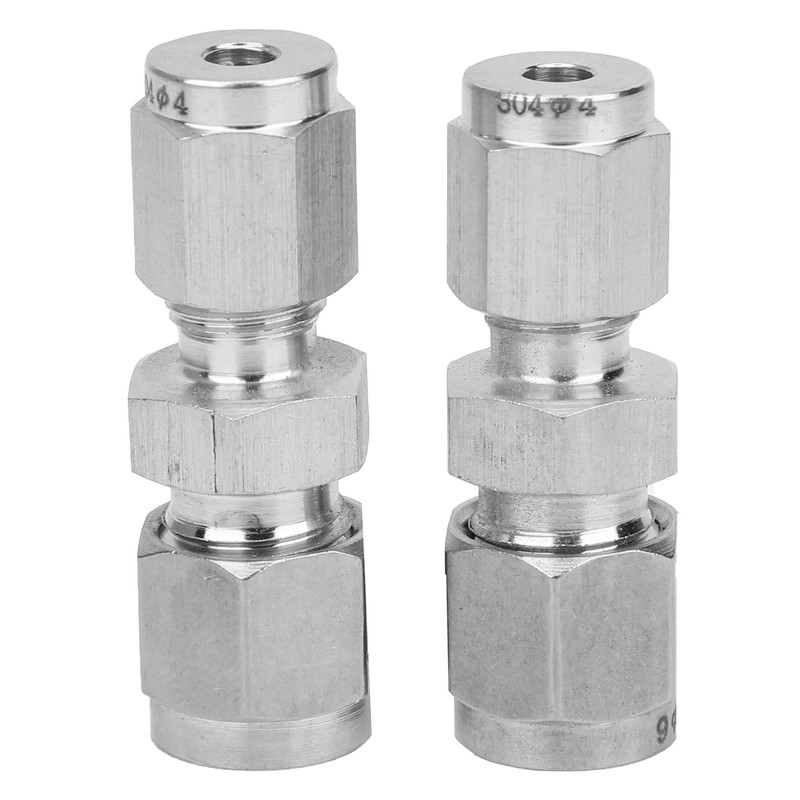 4Pcs Compression Tube Fitting Stainless Steel DoubleFerrule Converter Adapter(Ф4/Ф6 )