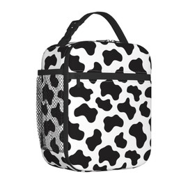 Wyayazh Cow Print Lunch Bag Insulated Lunch Box Portable Mini Cooler Reusable Large Lunch Tote For Work, School