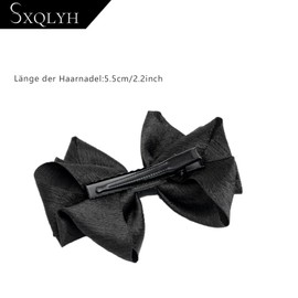SXQLYH Pack of 2 Satin Bow Hair Clips, 1 Pair Hair Clip Hair Bows Girls, Ponytail Clips, Non-Slip Crocodile Hair Clips, Hair Accessories for Girls, Women (Black)