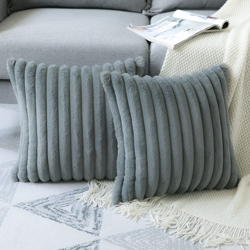 Soleebee Plush Velvet Cushion Covers, Set of 2, Soft Artificial