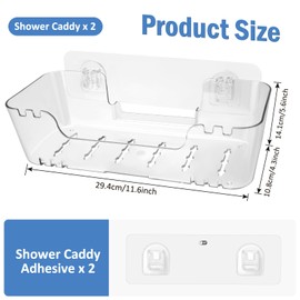 EEKEDO Bath Toy Storage Organizer 2 Pack Clear Bathtub Toy Storage Holder Large Capacity Shower Caddy Wall Mounted Shower Organizer No Drill for Bathroom, Quick-Dry, Easy to Clean and Install