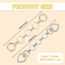 GORGECRAFT 2Pcs 2 Styles Purse Extender Chain Gold Silver Metal Heart Moon Bag Strap Extension Shoulder Crossbody Bag Short Handle Replacement Purse Charms Accessories for Handbag Wallet Clutch