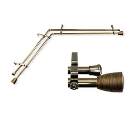 Tatum 13/16" Corner Window Double Curtain Rod 48-84 inch - Antique Brass