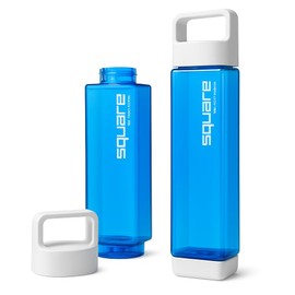 Square Water Bottle Leak Proof 25oz | Easy Clean Water Bottle |Tritan Square Water Bottle | Travel Water Bottles with Carabiner Lid | BPA-Free | Blue