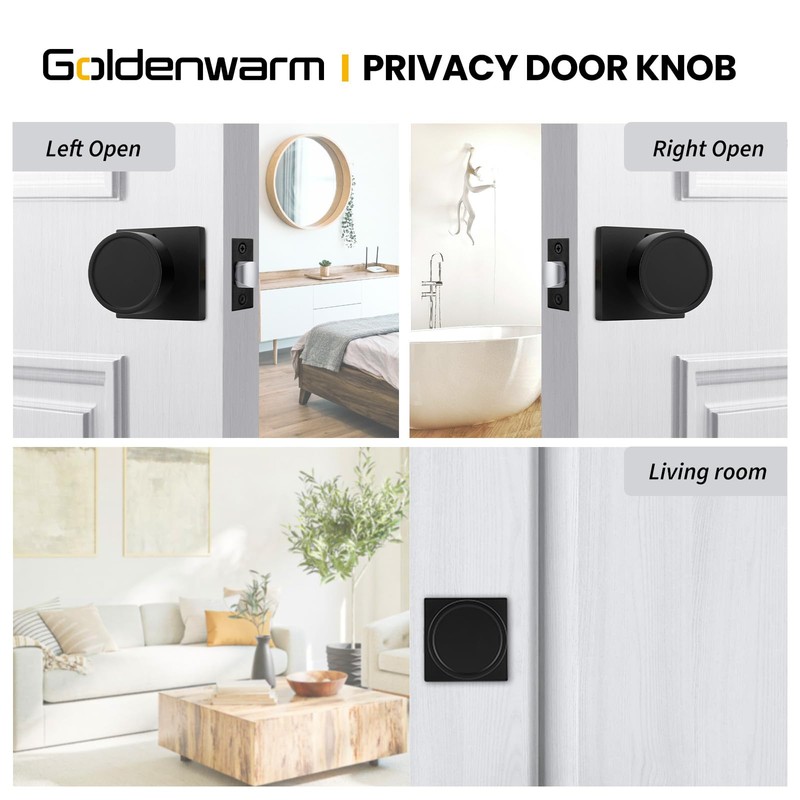 goldenwarm Black Door Knobs Interior, Privacy Matte Black Interior Door