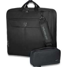WELKINLAND 3-Suits Garment Bag for Travel with Toiletry Bag, 30L-Large Suit Carry On Garments Bag for Travels, 15-Pockets Suits Holder Travel Bags, Wrinkle-Free Suit and Dress Garment Bag for Travels