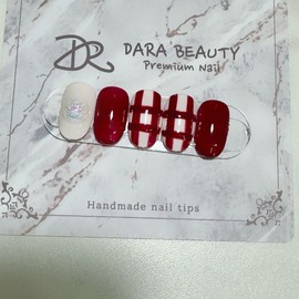 Dara Beauty December Art of the MonthRed Check Nail❣ - Nail Glue / 다라뷰티 12월 이달의아트레드 체크네일❣ - 네일글루