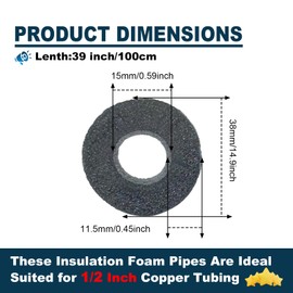 HEATIT Insulating Foam Pipe Covers, Outdoor Water Pipe Insulation Water Pipe Freeze Protection,Foam Tube Suitable for Outdoor and Indoor Water Pipe Pipeline(12 Pcs,1/2 Inch)