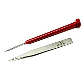 Titanium Tweezer AA & Solder Pick Set of 2 Fine Tip High Temperature Soldering by JTS