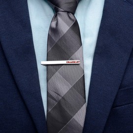 Jonwo Men's Crystal Tie Clip Silver Tone Tie Bar With Gift Box for Gentleman Regular Necktie Tie Pin Daily Business Anniversary Wedding (Red Crystal Tie Clip)