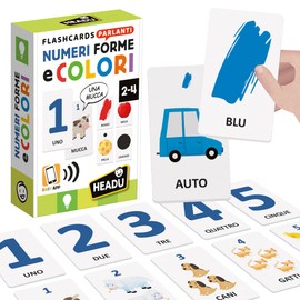 HEADU - Flashcards with numbers, shapes and colours, develops the logic of the little ones, an educational game for children from 2 to 4 years, made in Italy