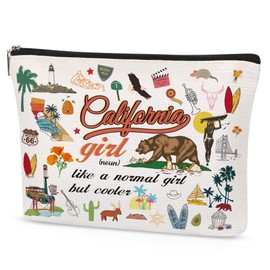 SEAOYOZO California Makeup Bag Gift - California Girl Funny Canvas Cosmetic Bag with Zipper Travel Organizer Pouch for Women