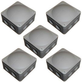 5pk Wiska Combi 308/5 Grey Outside Junction Box with Terminal Block Waterproof IP67 Membrane and M20 Thread