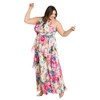 R&M Richards Women's Vivid Bloom Cascade Maxi Dress, Fuchsia