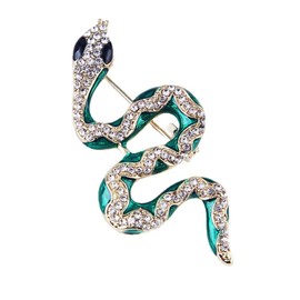 ROFARSO Green Snake Brooch Pin for Women Fully-Jewelled with Rhinestone Crystal Fashion Jewelry for Wedding Party