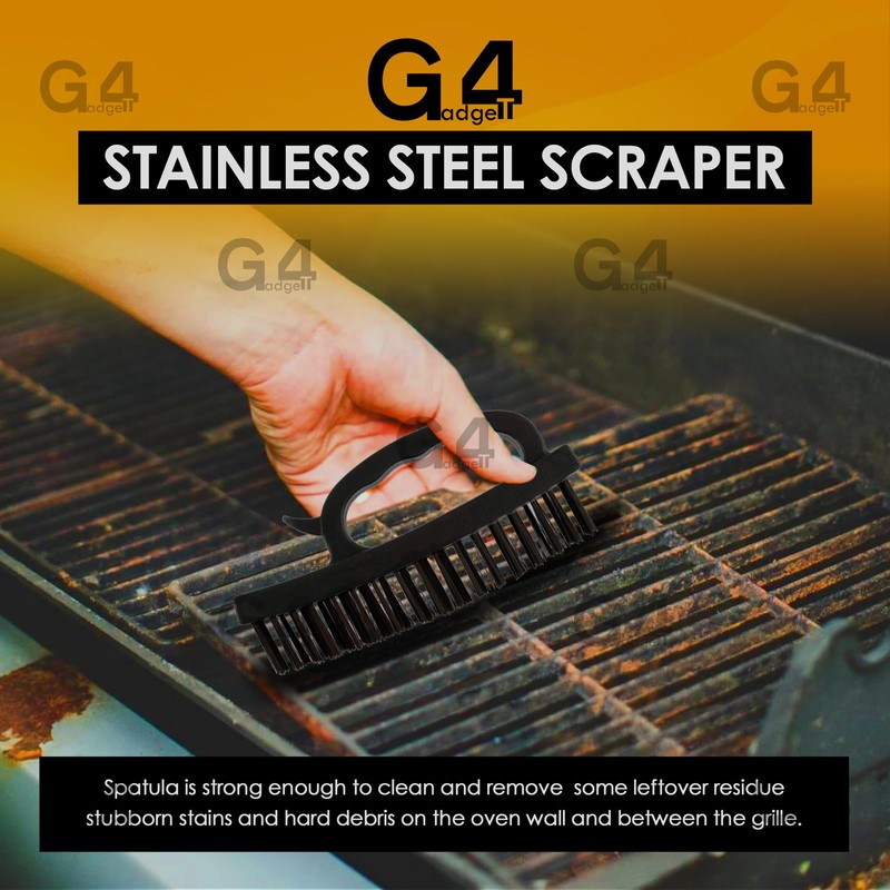 G4GADGET Heavy Duty Wire Brush with Grip Handle - Rows