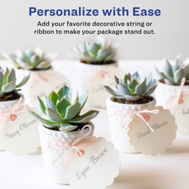 Avery Printable Blank Scallop Round Gift Tags with Sure Feed, 2.5" Diameter, Textured White, 90 Customizable Tags (80511)