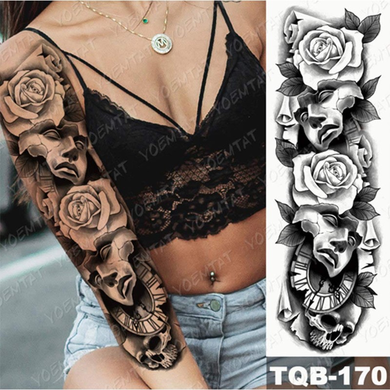 EROSPATemporary Tattoo Sheet – Upper Arm/Forearm – Women/Men Waterproof 48