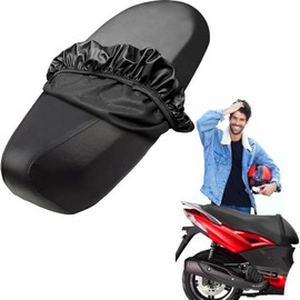 Universal Motorcycle Seat Cover, Waterproof Seat Covers with Elastic Band for Most Motorcycles and Electric Vehicles (Black)