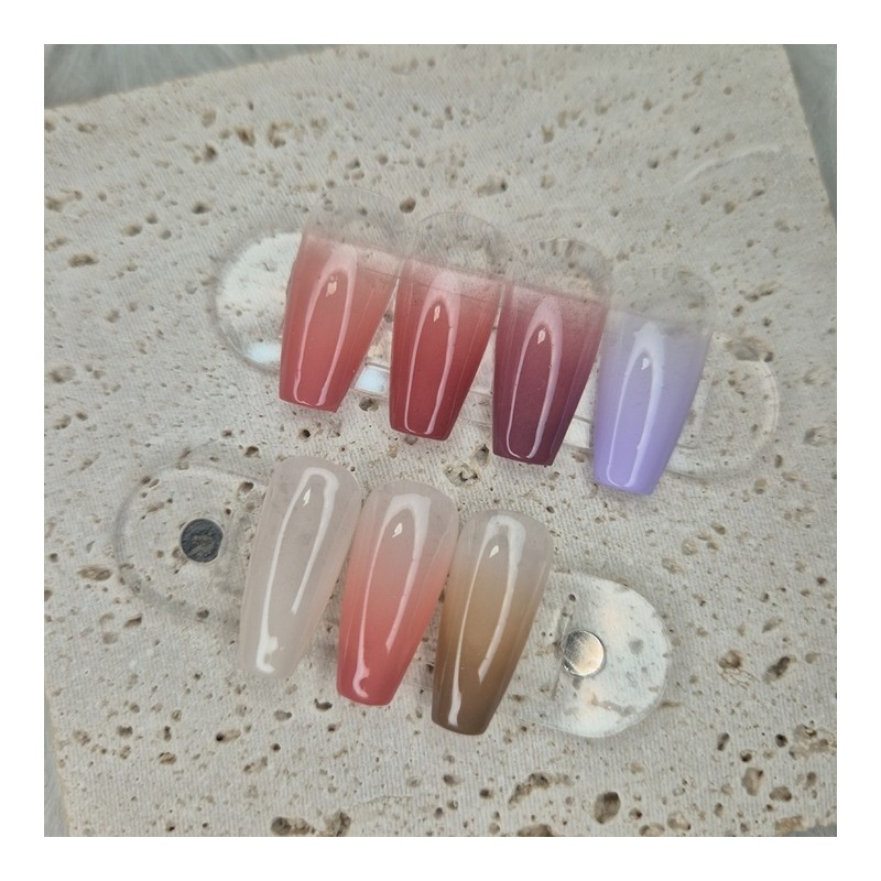 Gradient handmade nail tip color selection available - Short Round