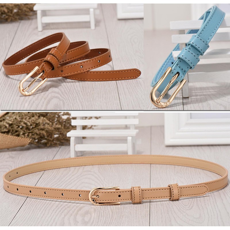 Skinny Leather Belt (Blue)