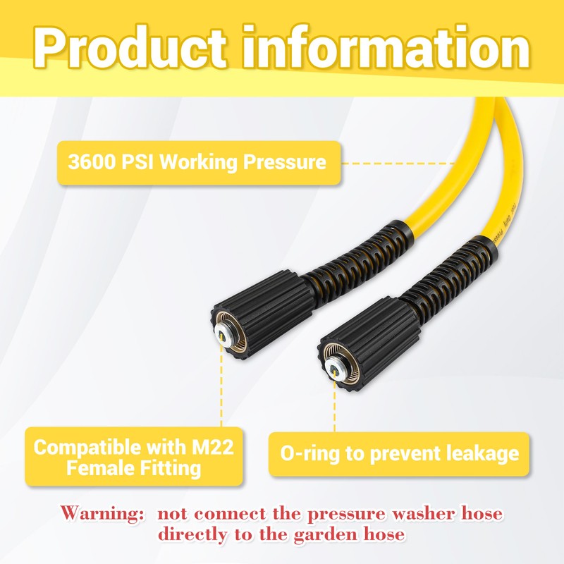 Tool Daily Pressure Washer Hose 100 FT X 1/4", Power