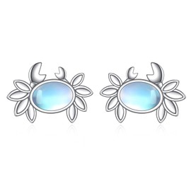 Crab Earrings Sterling Silver Cute Animal Earrings Moonstone Stud Earrings Sea Crab Jewelry Gifts Birthday Gifts for Women Ocean Lovers